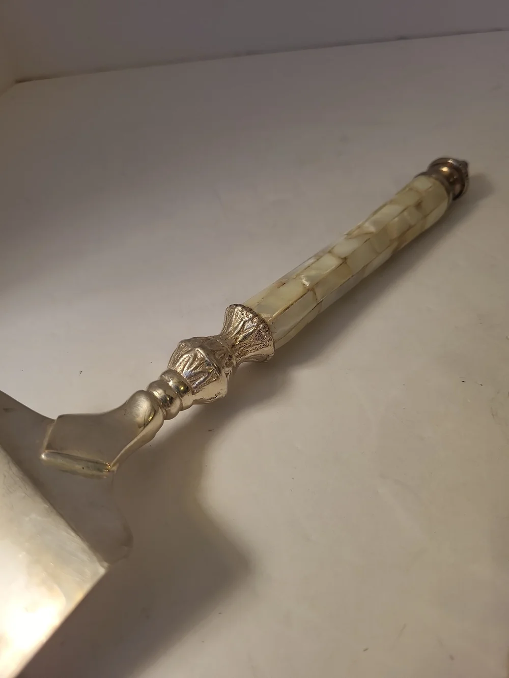 Vintage Towle Nickel Silver Mother of Pearl Handle Pasta Serving  Set